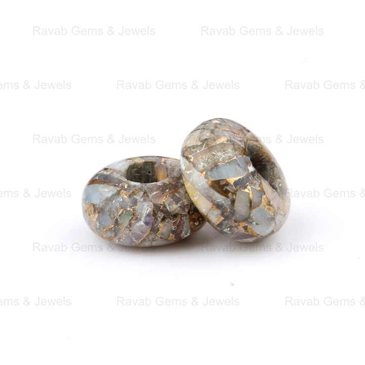 14x8mm Natural Ethiopian Pink Opal Copper Smooth Briolette Rondelle Big Hole Gemstone Loose Beads for Jewelry Making Wholesaler