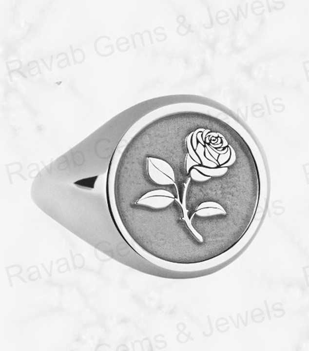 Best Selling Beautiful 925 Sterling Silver Engraved Rose Bouquet Flower Signet Monogram Unisex Ring Personalized Fine Jewelry