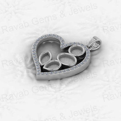 Genuine 925 Sterling Silver 23x25mm Hanging Heart Charm Semi Mount Blank Resin Ashes Work Necklace Jewelry Findings Components