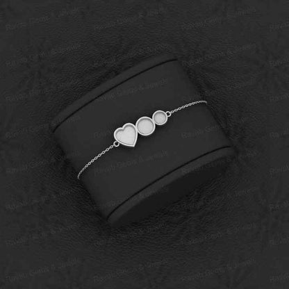 Premium Quality Solid 925 Sterling Silver Heart & Round Charm Bracelet Good For Ashes & Resin Work Keepsake Breastmilk Jewelry