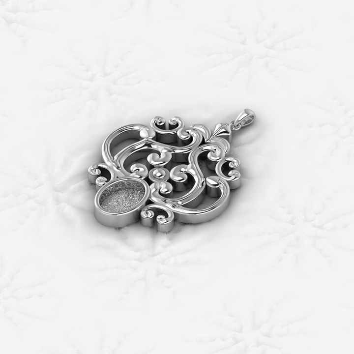 Genuine 925 Sterling Silver 25mm Vintage Filigree Design Semi Mounting Blank Base Charm Pendant Setting for Jewelry Finding