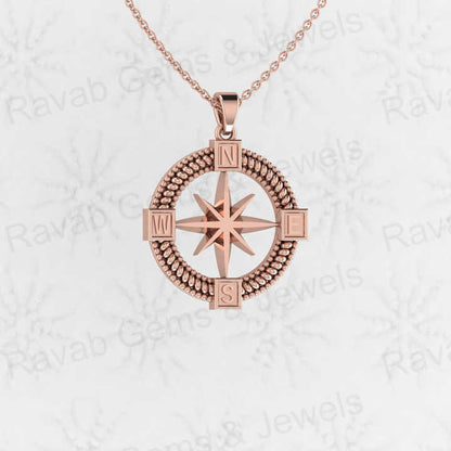 Top Quality Genuine 925 Sterling Silver Directions Star Compass 25mm Circle Pendant for Boys & Fine Jewelry Pendants & Charms