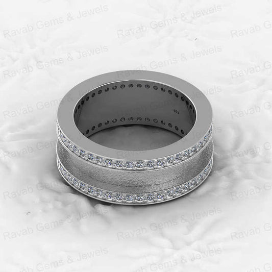 High Quality 925 Solid Silver 4mm Blank Bezel Tunnel Channel CZ Stone Setting Ring DIY Breast Milk Resin Ashes Keepsake Jewelry