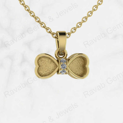 Top Quality Genuine 925 Silver Heart Bow With Zircon Semi Mount Blank Setting Charm Pendant for Ashes & Resin Keepsake Jewelry