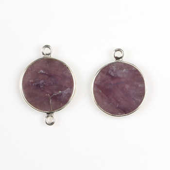 Best Selling 14K Gold Plated 12mm Natural Lapidolite Gemstone Sterling Silver Link Charm Connector Pendant Fine Pendants Charms