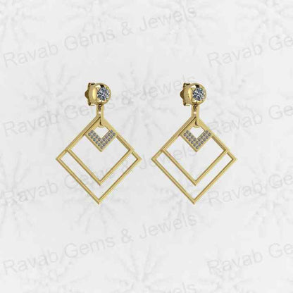 Best Quality Solid 925 Sterling Silver Geometric Pattern Drop Dangle Fine Earring for Women Engagement Handmade Fine Jewelry