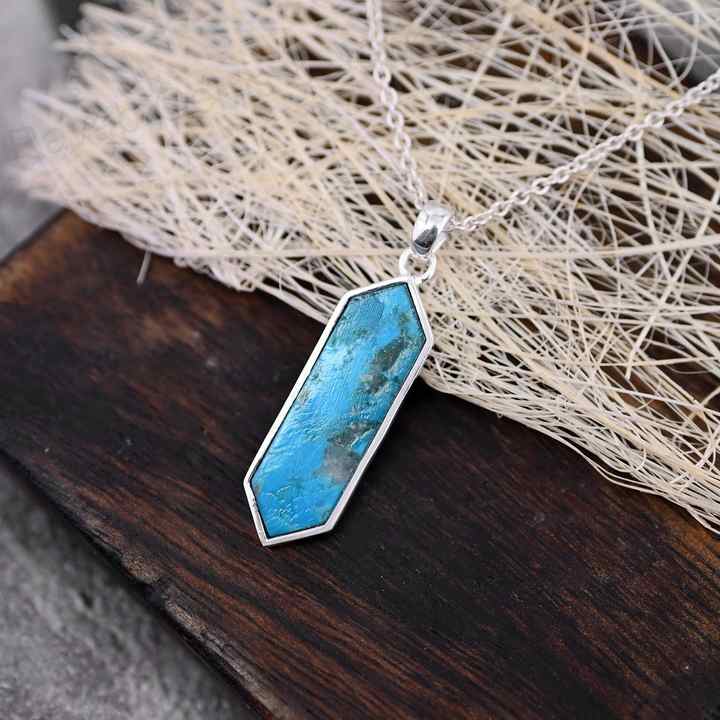 Handmade 925 Silver 10x27mm Genuine Sleeping Beauty Arizona Turquoise Bezel Charm Pendant Fine Navajo Jewelry For Men's Gift