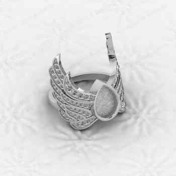 Genuine 925 Sterling Silver 6x10mm CZ Semi Mount Blank Setting Angel Wings Ring Good for Resin & Ashes Work Keepsake DIY Jewelry