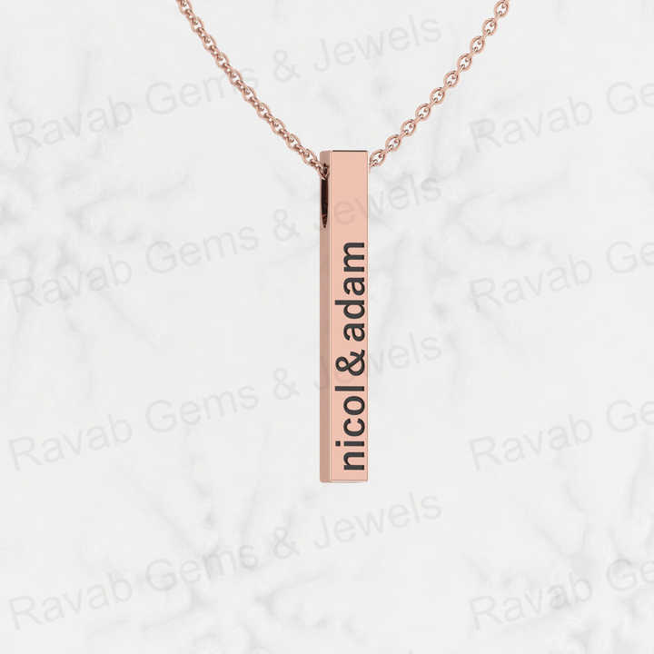 High Quality 30mm 925 Solid Sterling Silver Cubic Bar Memorial Pendant Personalized Couple Name Necklace Fine Pendants Charms