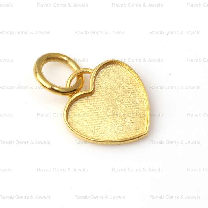 2024 Best Quality 18k Gold Plated Sterling Silver 12mm Heart Charm Semi Mount Blank Stone Bezel Setting Pendant Jewelry Findings