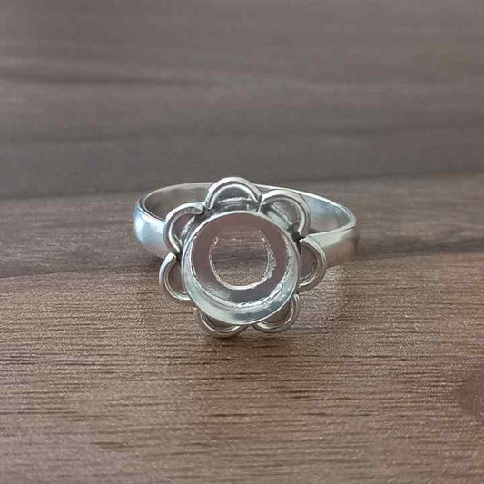 Genuine 925 Sterling Silver 10MM Round Shape Semi-Mount Blank Setting Good For Ashes & Resin Fill Keepsake DIY Fine Jewelry
