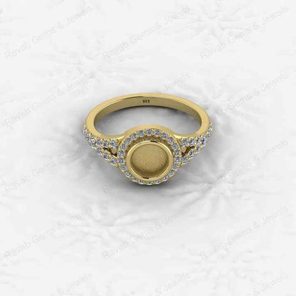 Best Selling 925 Silver Round 6mm Semi Mount Blank Setting Ring for Gemstone Ashes & Resin Jewelry Findings & Empty Jewelry