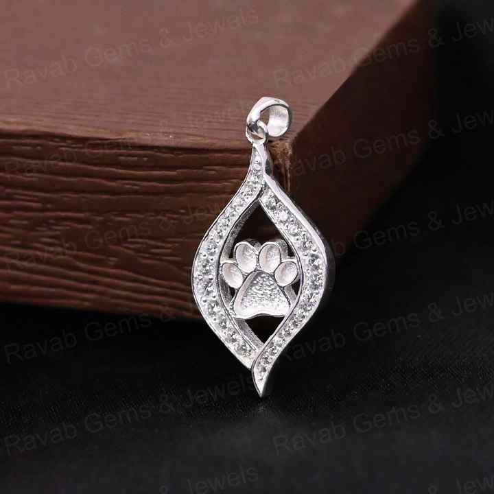 High Quality 925 Silver 25mm Dog Paw Semi Blank Empty Pendant Setting Zircon Ashes Resin Keepsake DIY Findings Components