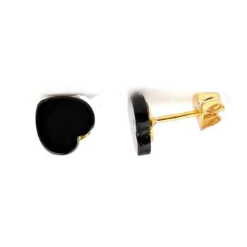 Beautiful Natural Black Onyx Gemstone Heart Shape 925 Sterling Silver Gold Plated Stud Earrings Pair Design for Women