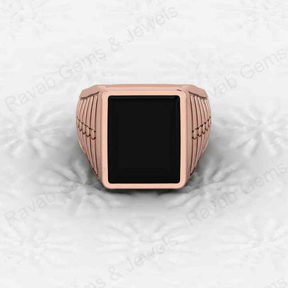 Best Selling Solid 925 Sterling Silver Smooth Black Onyx Rectangle Shape Signet Ring for Man Customized Handmade Fine Jewelry