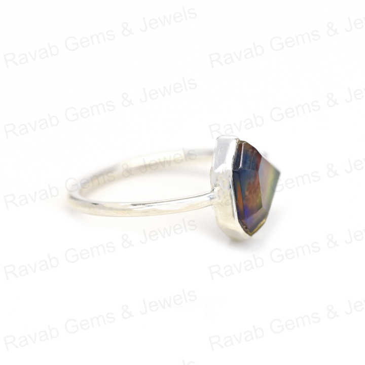 New Arrival Solid 925 Sterling Silver Abalone Shell Quartz 10x10mm Diamond Bezel Setting Adjustable Ring for Women Fine Jewelry
