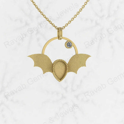 925 Sterling Silver Bats Fly 31X26mm Semi Mount Blank Setting Charm Pendant Good for Ashes & Resin Work Breastmilk Keepsake DIY