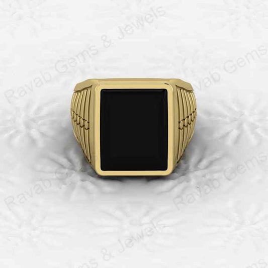 Best Selling Solid 925 Sterling Silver Smooth Black Onyx Rectangle Shape Signet Ring for Man Customized Handmade Fine Jewelry