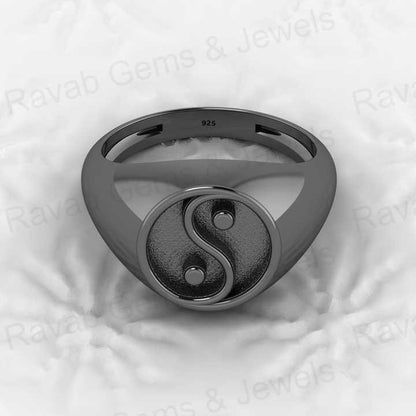 Best Quality Solid 925 Sterling Silver Yin Yang Symbol Semi Mount Blank Setting Ring Good for Resin & Ashes Work Keepsake