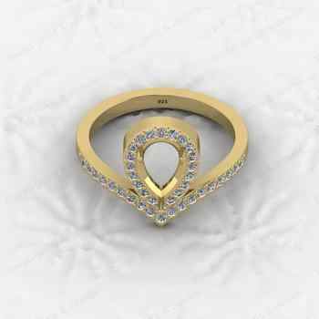 Genuine 925 Sterling Silver 7x9mm Pear Shape Semi Mount Ring Blank Setting for DIY Engagement Party Jewelry & Keepsake