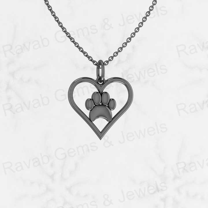 New Arrival Genuine 925 Sterling Silver Heart Shape With Dog Foot Print 19x20mm Pendant for Women Memorial Fine Jewelry