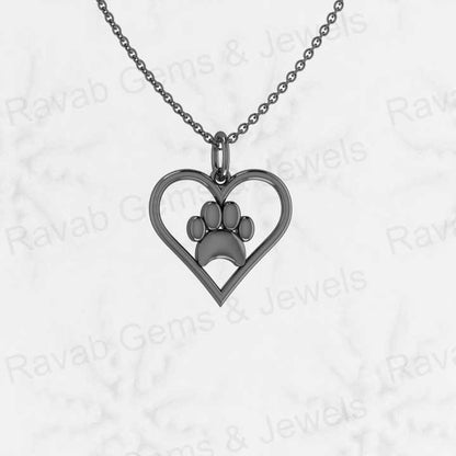 New Arrival Genuine 925 Sterling Silver Heart Shape With Dog Foot Print 19x20mm Pendant for Women Memorial Fine Jewelry