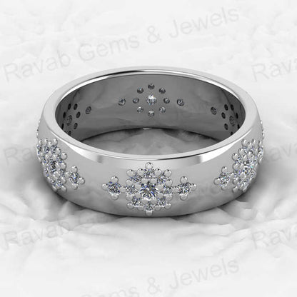Top Selling Genuine 925 Silver Snowflake CZ Design Gold Vermeil Eternity Wide Band Dainty Women's Ring Personalized Fine Jewelry