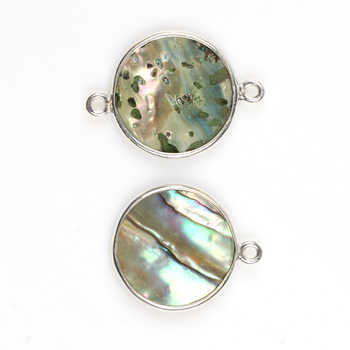 Best Quality 925 Solid Sterling Silver 12mm Mother of Pearl CIon Charms Connector for Bracelet Necklace Pendants Making