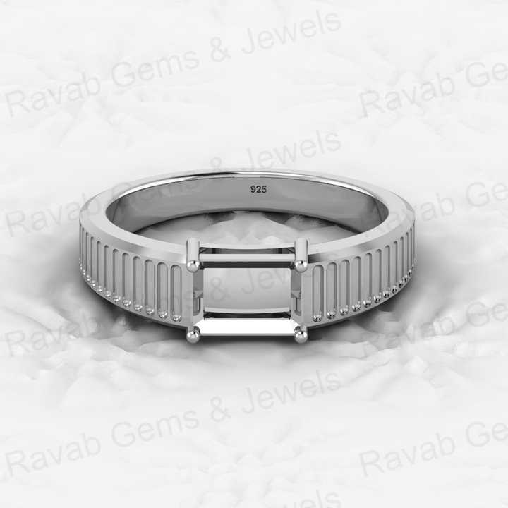 925 Solid Sterling Silver 7X5mm Octagon Semi Mount Blank Setting Signet Ring for Breastmilk & Keepsake Resin Ceramic Jewelry