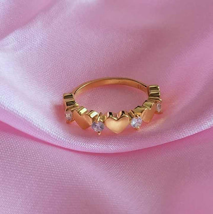 Genuine Cubic Zircon 3mm 5x6mm Heart Shape Prong Setting 18k Gold Plated Solid 925 Sterling Silver Minimalist Party Wear Ring