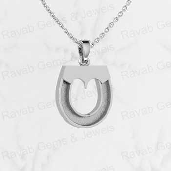 23mm High Quality 925 Sterling Silver Horseshoe Semi Mount Blank Pendant for Breast Milk Jewelry Setting Components