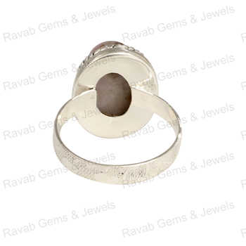 New Arrival Boho Designer Women's Ring Handmade Natural Pink Copper Turquoise Gemstone Bezel Setting Rhodium for Anniversaries