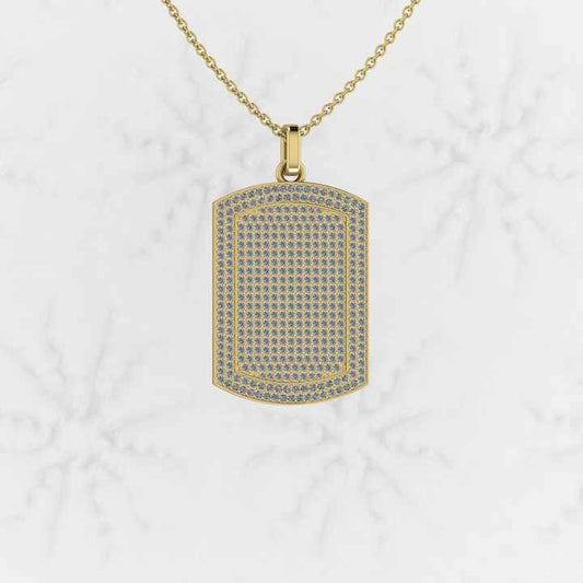 Genuine 925 Silver Pave Micro CZ 28x20mm Bar Rectangle Men's Designer Pendant Necklace Hip Pop Style Personalized Fine Jewelry