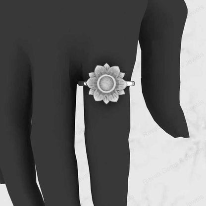 High Quality 925 Sterling Silver 10mm Lotus Flower Semi Mount Blank Bezel Setting Ring Good for Resin Gemstone Designer Jewelry