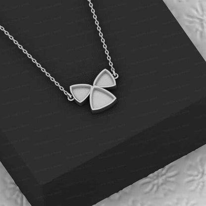 Best Quality Genuine 925 Silver Trillion Collet Cup Blank Semi Mount Charm Pendant Necklace Setting Breastmilk Jewelry Findings