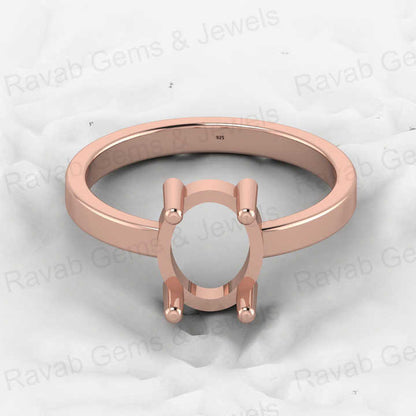 Genuine 925 Solid Sterling Silver 8x10mm Semi Mount Blank Setting Band Ring for Breastmilk & Keepsake Resin Ceramic Jewelry