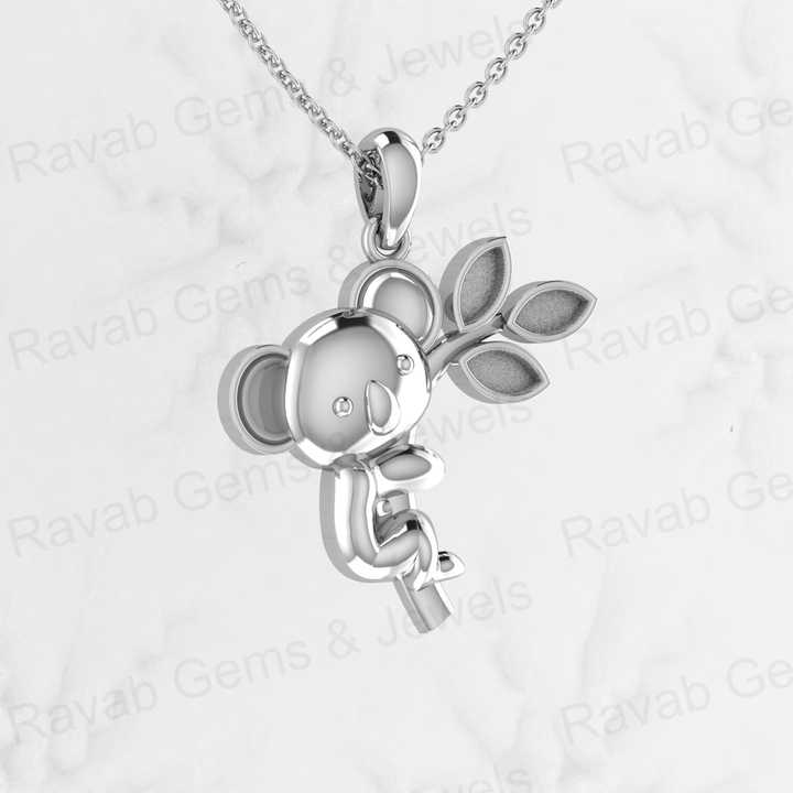 Top Quality Sterling Silver30x25mm Koala Bear Leaf Blank Semi Mount Blank Setting Charm Pendant for Resin & Ashes Work Jewelry