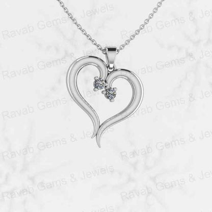 Best Quality Solid 925 Sterling Silver Heart Design CZ Prong Setting Pendant for Women Christmas Sale Best Gift Necklace Pendant
