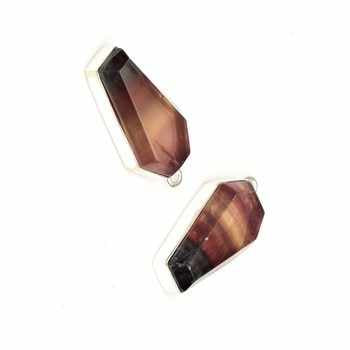 High Quality 925 Sterling Silver Coffin Shape Charm Pendant Bracelet 10x17mm Natural Smooth Multi Fluorite Fine Pendants Charms