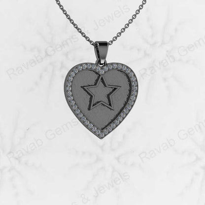 New Arrival Genuine 925 Sterling Silver 25mm Star in Heart Charm Pendant Semi Mount Blank Setting Good for Resin DIY Jewelry
