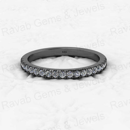 Beautiful Genuine 925 Sterling Silver CZ Diamond Half Eternity Wedding Band 18k Gold Vermeil Minimalist Women Ring Fine Jewelry