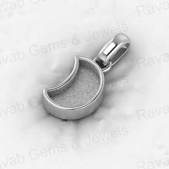 Best Quality 925 Silver 9X11mm Half Moon Semi Mounting Memorial Charm Pendant Setting for Resin & Ashes Work Keepsake Jewelry