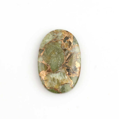 20x30mm Top Quality Natural Green Peridot Copper Composite Smooth Oval Shape Flatback Cabochon Loose Gemstone for Making Jewelry