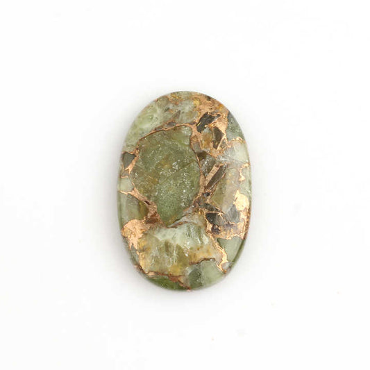 20x30mm Top Quality Natural Green Peridot Copper Composite Smooth Oval Shape Flatback Cabochon Loose Gemstone for Making Jewelry