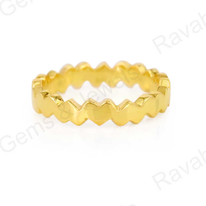 Top Selling 925 Sterling Silver Vermeil Heart Shape Zick Zack Personalized Dainty Eternity Band Ring Minimalist Fine Jewelry