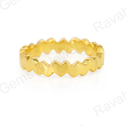 Top Selling 925 Sterling Silver Vermeil Heart Shape Zick Zack Personalized Dainty Eternity Band Ring Minimalist Fine Jewelry