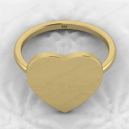 Superb 925 Silver 14mm Flat Heart Eternity Vermeil Minimalist Women's Personalized Ring With Custom Name Engraving Jewelry