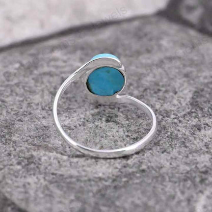 Top Quality Solid 925 Sterling Silver Natural Arizona Turquoise 8x10mm Bezel Setting Ring For Women Fine Handmade Jewelry