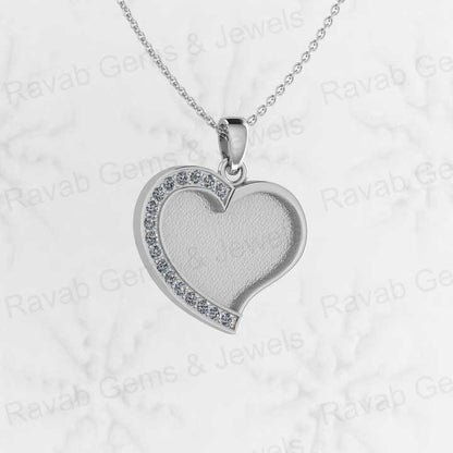 New Arrival 925 Sterling Silver Heart Charm Pendant Zircon 18" Chain Semi Mount Blank Setting DIY CZ Jewelry Findings Components