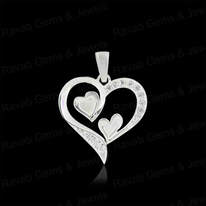 High Quality 925 Silver 24mm Double Heart With Zircon Semi Mount Blank Charm Pendant Setting Making Resin & Ashes DIY Jewelry
